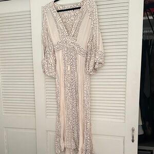 Free People Cream Long Sleeve Dress with Black Dots
